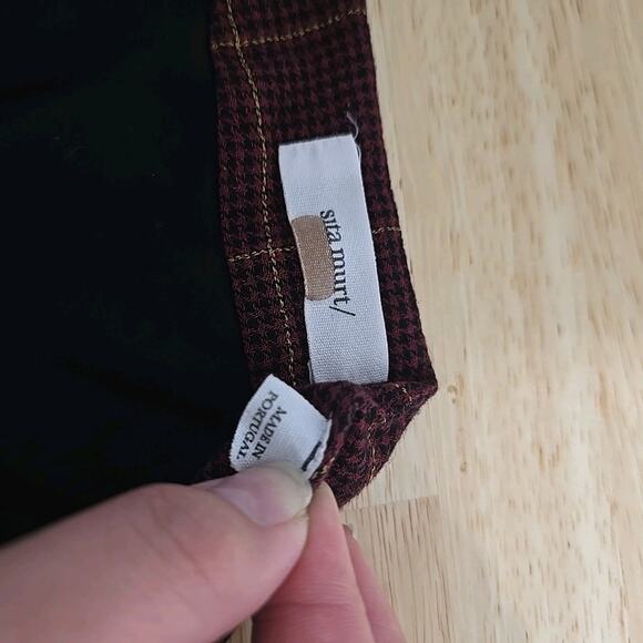 Sita Murt Burgundy Plaid Midi Dress Size 40 US 8 Fall Preppy Lagenlook Buttons - Picture 3 of 10